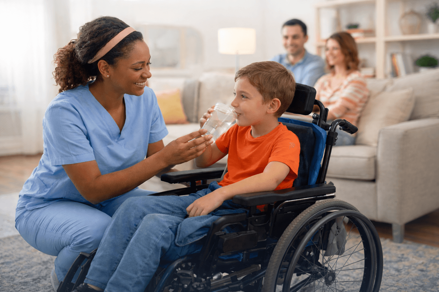 Pediatric home care support for a child in a home setting